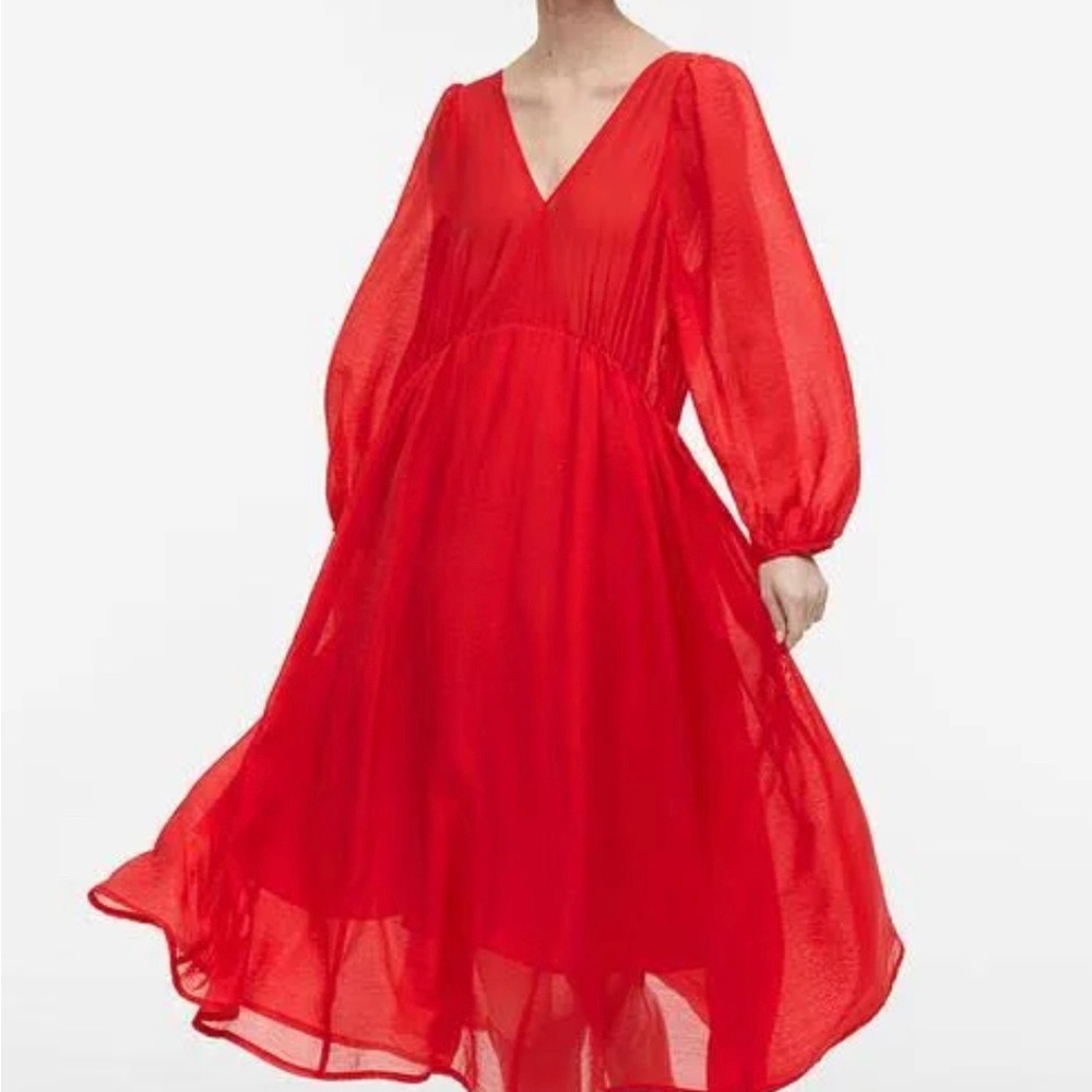 H&M Vibrant Red Long Sleeve Dress